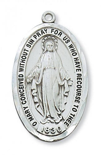 Sterling Silver Oval Miraculous Medal with 24" Chain - St. Jude Shop, Inc.