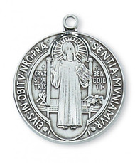 Saint Benedict Medal Sterling Silver 24in Chain