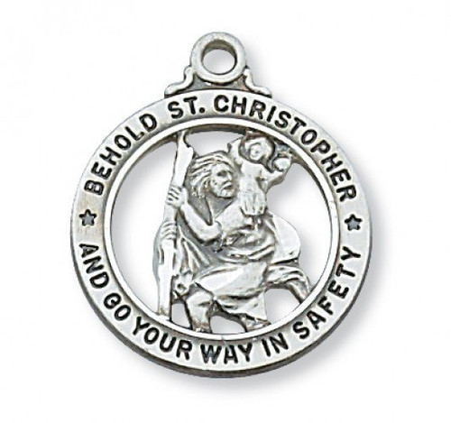 Sterling Silver St. Christopher Round Cut Out Medal - 20" Chain - St ...