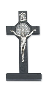 80-89 ~ 6" Standing St. Benedict Crucifix stained in Black.  Packaged in a deluxe gift box