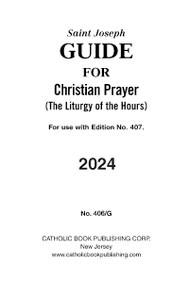 The Christian Prayer Guide is a handy prayer guide designed for daily use each year.  Clear, accurate references for each calendar day of the year  This easy-to-follow guide allows the reader to quickly locate the prayers for each day. This Christian Prayer booklet also provides the associated Saint days for the reader. Facilitate the use of Christian Prayer and order your copy today! Browse similar church supplies as well!  Size: 4 x 6 ¼. Regular & large-print editions available