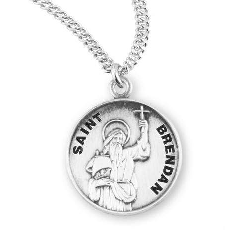 Sterling Silver Round St Brendan Medal - 20" Chain - St. Jude Shop, Inc.