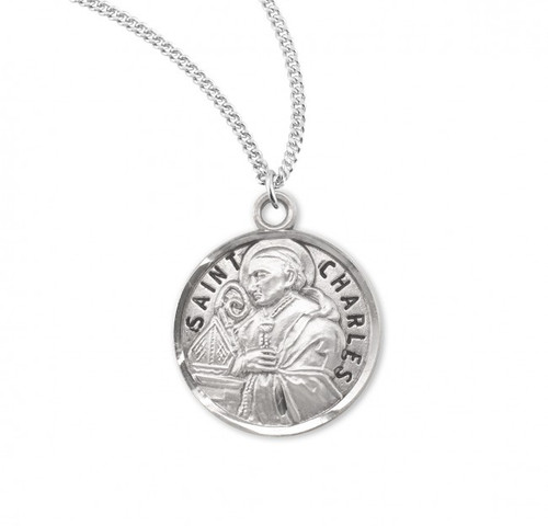 Sterling Silver Round St Charles Medal - 20" Chain - St. Jude Shop, Inc.