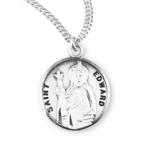 Sterling Silver Round St Edward Medal - 20" Chain - St. Jude Shop, Inc.