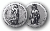 1.125"  "St. Agatha & St Peregrine"Patron Saints of Cancer
Prayer Pocket Coin with Antique Silver Finish