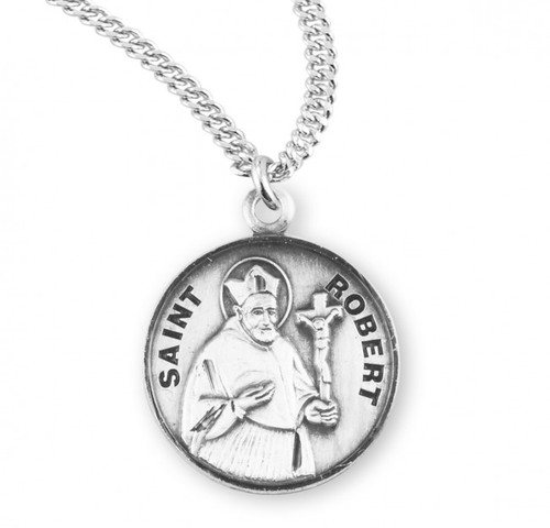 Sterling Silver Round St. Robert Medal - 20" Chain - St. Jude Shop, Inc.