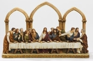 Florentine Style Last Supper Figure for Tabletop. Resin/Stone Mix. Dimensions: 7.28"H x 3.74"D x 12.1"W