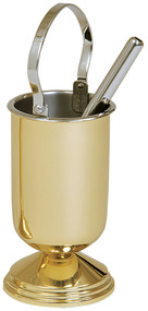 Solid brass, polished finish. 9˝H. With removable stainless steel liner.