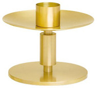 Altar Candlestick 544CS  - Solid Brass, Satin Finish Candlestick. 3 3/4" Height, 5" Base. 1 1/2" socket. Complementary Crucifix K544-AC