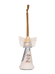 4.5" Angel Holding Heart Ornament. Inscribed with: "Mother you are always in my Heart"