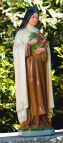 Outdoor Cement Statue St. Theresa, Detailed Stain 108526
Height: 25"
Base: 6.75"sq
Weight: 39 lbs
Statues are made to order (if not in stock) ~ allow 4-6 weeks for delivery. Made in the USA!

