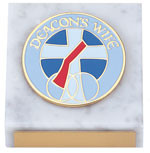 3” “Deacons Wife” marble paperweight with center medallion and metal plate for personalization - St. Jude Shop