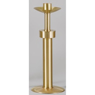 Paschal Candlestick, Style 1493 - Finely crafted of solid brass, and hand finished in a satin surface then protected with a bronze lacquer. Weighted base for stability.  Brass Paschal Candlestick measures 45" tall with 12" diameter base. Sockets up to 3" are available at standard price.  This paschal candlestick comes with standard socket to accommodate 1-15/16" unless otherwise specified.  Please write your specific selection in box. MADE IN THE USA
Complements Sanctuary Appointment items 1492 Processional Cross, 1494 Processional Candlesticks, 1493S Short Paschal Candle, 1493SL Sanctuary LIght