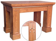 Altar with rectangular trim legs and layered top. Dimensions: 40" height, 60" width, 36" depth. For Gothic Trim legs see Item #626