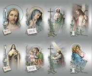 The Bonella Line of prayer cards are imported from Milan, Italy. The images on these cards are known throughout the world as the most recognizable artistic representations of the Christ,Blessed Virgin Mary and the Saints. Sheet size is 8 1/2" x 11" with tab that separates into 8 ~ 2 1/2" x 4 1/4" cards that can be personalized and laminated.  Must order in multiples of 8. Price includes personalization. 