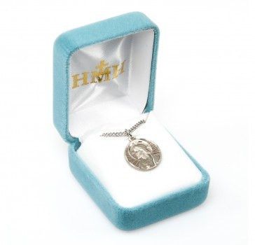 Sterling Silver Round Sacred Heart of Jesus Medal - 24" Chain - St ...