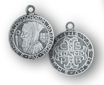 Sterling Silver Small Profile St. Benedict Round Medal - 18" Chain - St ...
