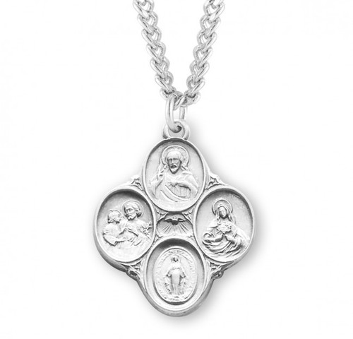 Sterling Silver 4-Way Oval Medal - 24" Chain - St. Jude Shop, Inc.