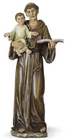 14" Saint Anthony Statue, Patron Saint of Lost Things. Resin/Stone Mix. Dimensions: 14.5"H x 6.25"W x 4.75"D