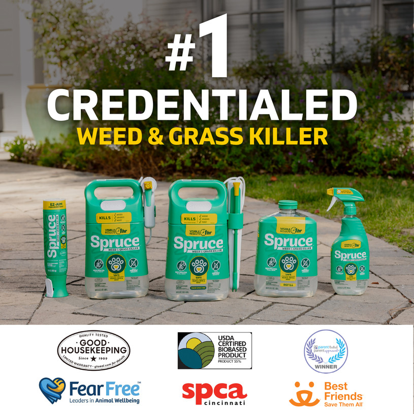 Spruce is the #1 credentialed weed and grass killer.