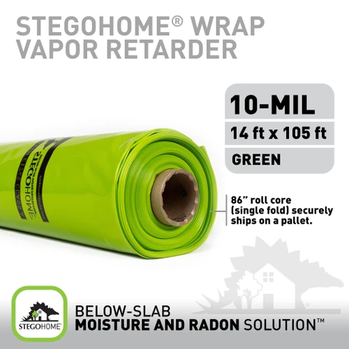 stegohome wrap 10-mil vapor retarder product details - 14' x 105', green, 86" roll core