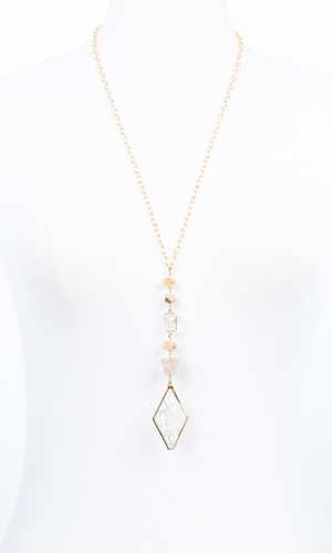 Hand Carved Mother of Pearl Y Necklace