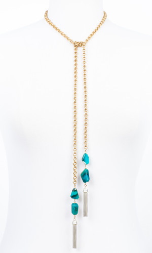 Blue Opal Lariat Necklace