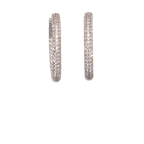 Pave CZ Sterling Hoop Earrings