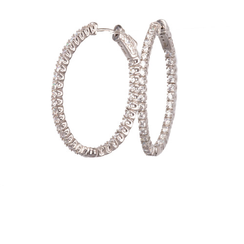 Sparkling CZ Oval Hoop Earrings