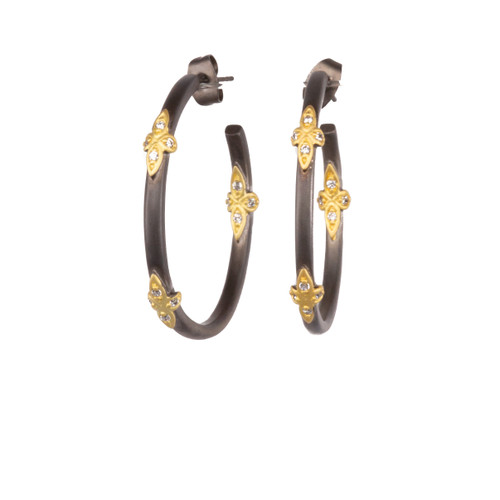 Oxidized Sparkle Hoop Earring