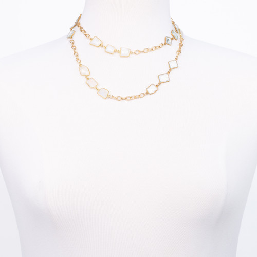 Faceted Aqua Marine Stone Necklace