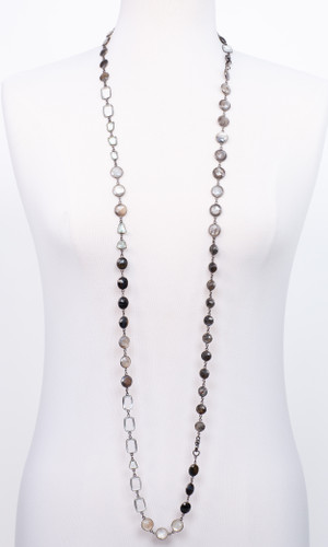 Oxidized Multi Stone 2 in 1 Necklace