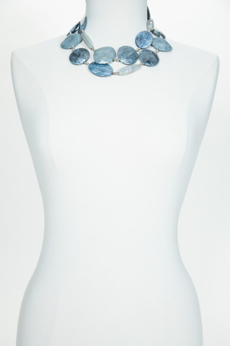 Denim and Agate Belt Necklace
