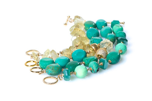 Green Onyx and Turquoise Bracelet