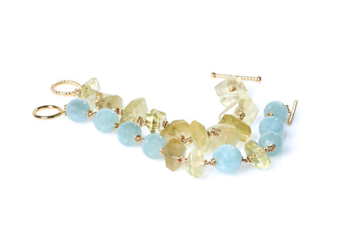 Aqua Marine and Citrine Bracelet