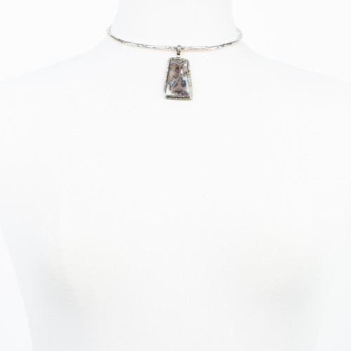 Shown here with hammered sterling choker