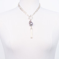 Baroque Pearl Sterling Tassel Necklace