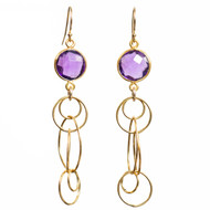 Amethyst Single Gemstone Floating Earring