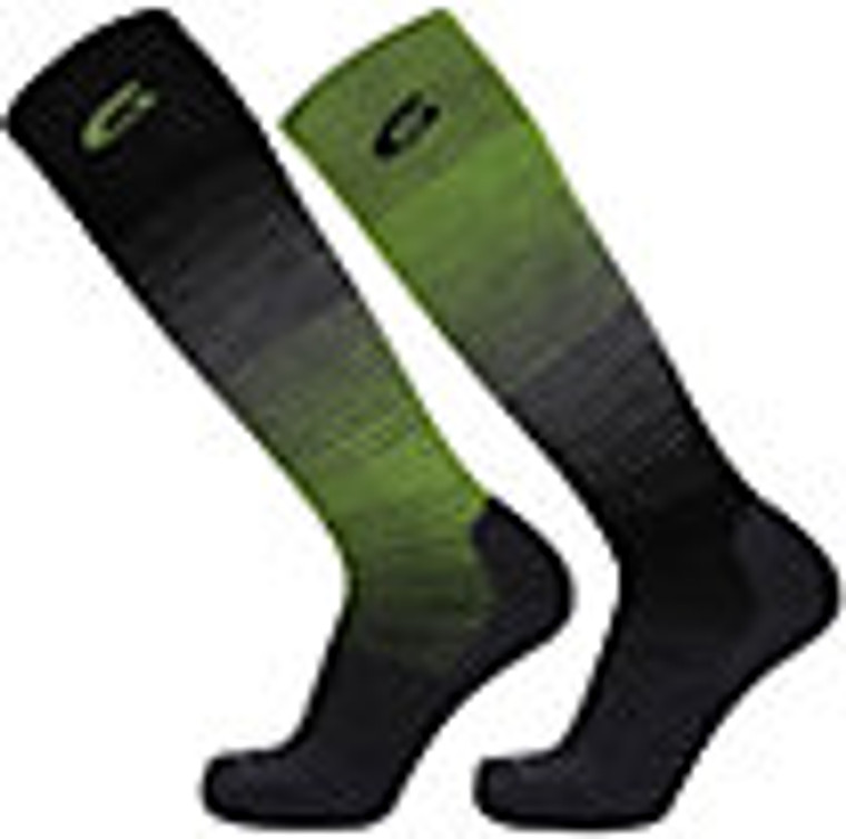 Point6 Rise Snowboard Socks - Men's:

The color transition of our SKI RISE Medium OTC is as smooth as your ride down the mountain. The Ski Blend features cushioning that surrounds the entire foot and leg to add volume, comfort, and warmth; great on those cold ski days!

Wool 74% Spandex 4% Nylon 22%
