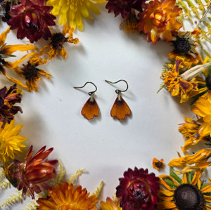 Coreopsis Flower Petal Earrings- Simple Brass
