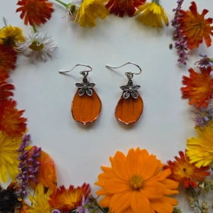 Orange Cosmos Earrings- Sterling Silver with Flower Charm