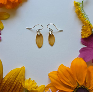 Sunflower Petal Earrings- Small Simple Sterling Silver Sunflower Petal Earrings- Small Simple Sterling Silver