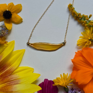Sunflower Petal Choker Necklace- Yellow with 14k GF Sunflower Petal Choker Necklace- Yellow with 14k GF