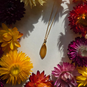 Sunflower Petal Pendant Necklace- Small Petal with 14k GF and 16 Inch Chain
