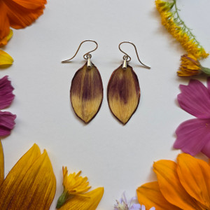 Sunflower Petal Earrings- Purple/Yellow Petals Simple Sterling Silver Sunflower Petal Earrings- Purple/Yellow Petals Simple Sterling Silver