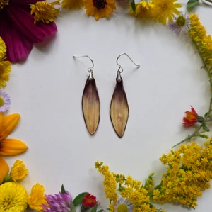 Sunflower Petal Earrings- Light Purple/Yellow Petals Simple Sterling Silver