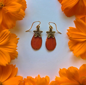 Orange Cosmos Earrings- Flower Charm with 14k GF Orange Cosmos Earrings- Flower Charm with 14k GF