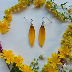 Sunflower Petal Earrings- Simple Sterling Silver with Medium Sized Yellow Petals