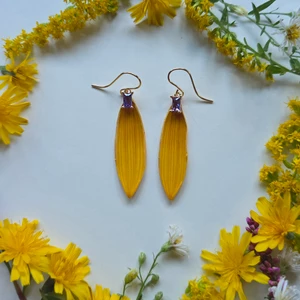 Sunflower Petal Earrings- Purple Rhinestones and 14K GF