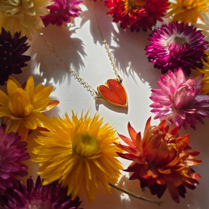 Orange Cosmos Sweetheart Choker Necklace- 14k GF
